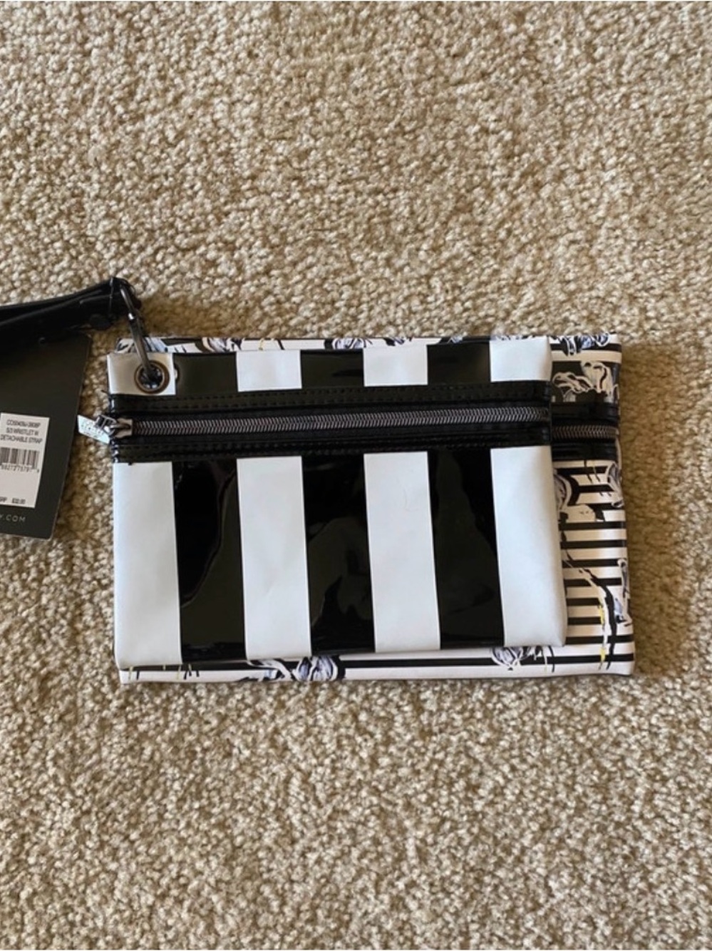 2 Jones New York Black and White Striped Wristlets.